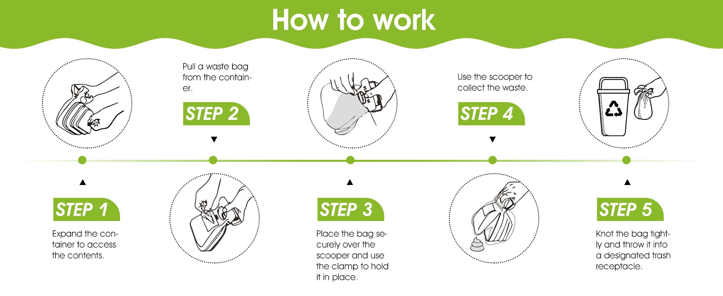 Superdesign Dog Poop Scooper - Suitable for Small and Large Dogs, for Yard and Walking, Adjustable Leather and Bag Attachment, Perfect for Travel and Camping