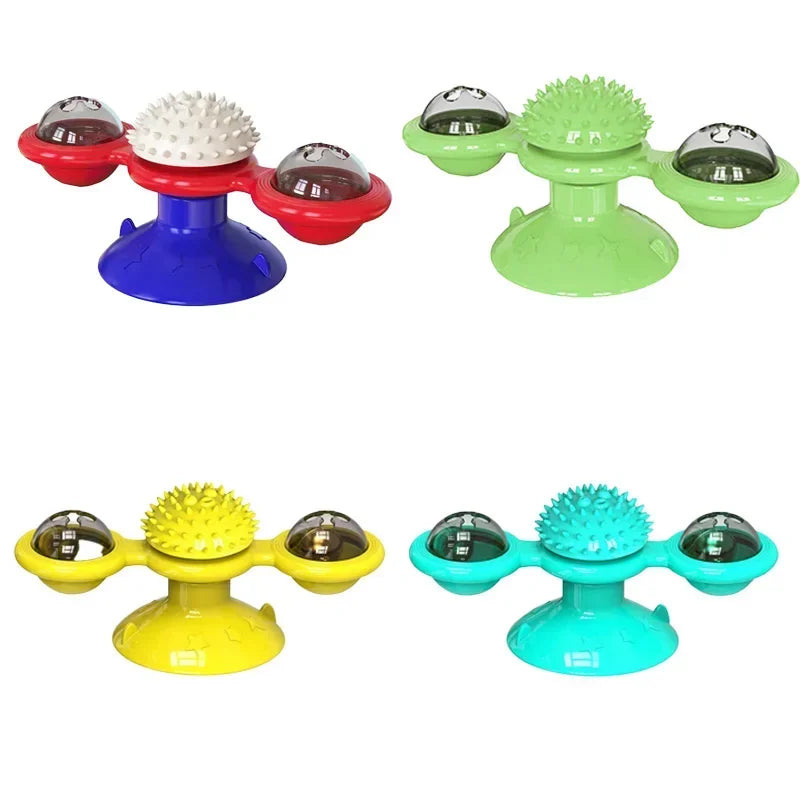 Cat Toy Spinning Turntable Training Anxiety Relief Strong Suction Cup Base Automatic Food Allocation Cat Training Auxiliary Toy
