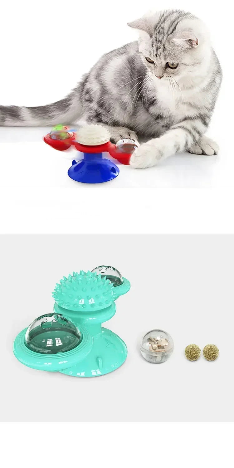 Cat Toy Spinning Turntable Training Anxiety Relief Strong Suction Cup Base Automatic Food Allocation Cat Training Auxiliary Toy