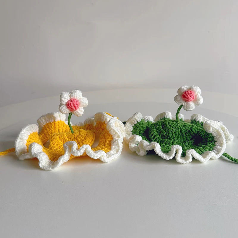 Cute Adjustable Cat Hat Elastic Pet Hat for Cats Small Dogs Kitten Headwear with Small Flowers Party Photo Decoration