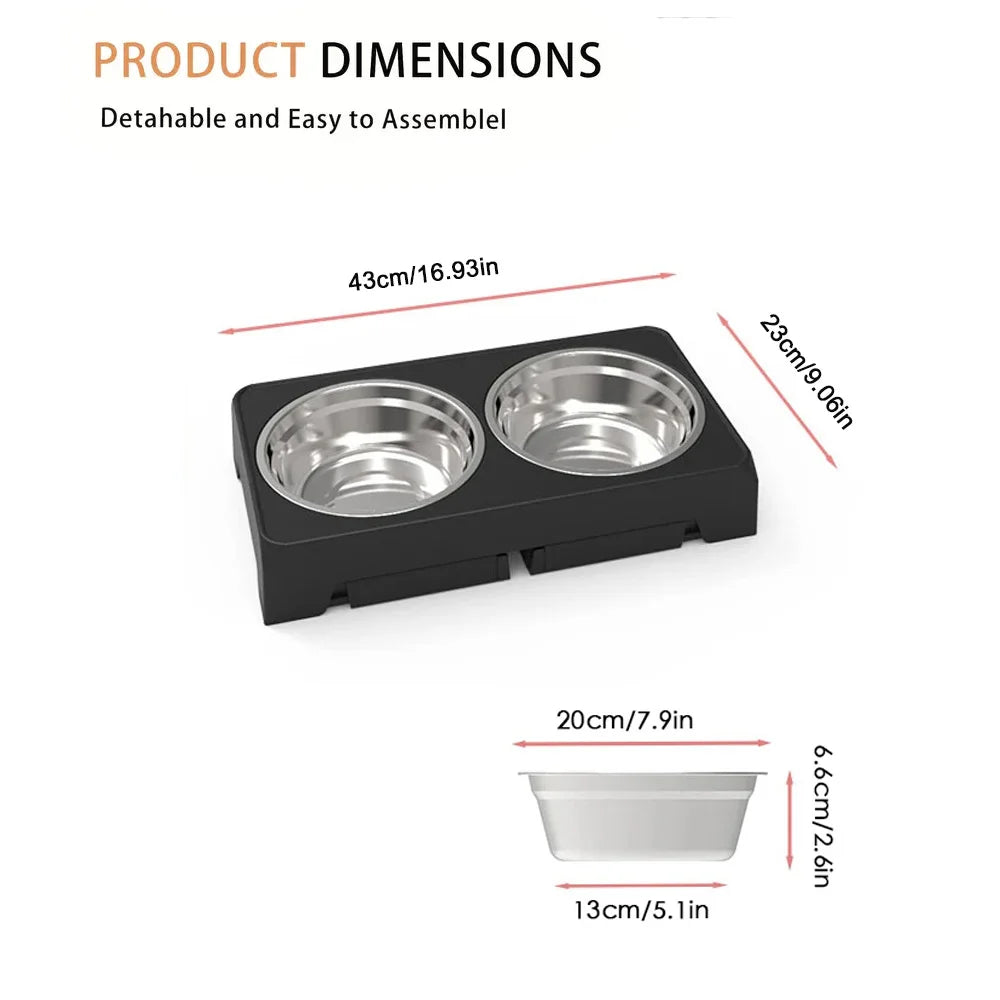 Elevated Dog Feeder Bowls Adjustable Raised Stand with Double Stainless Steel Food Water Bowls Small Medium Large Dogs