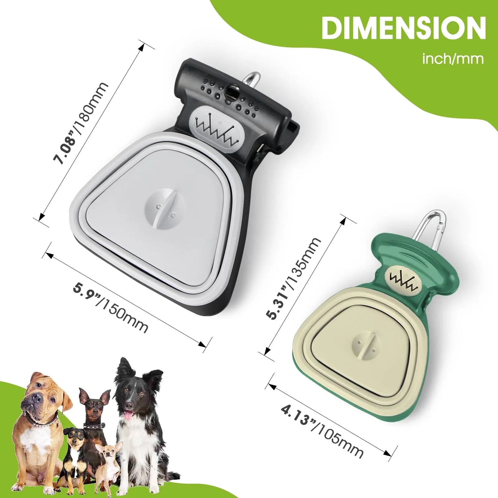 Superdesign Dog Poop Scooper - Suitable for Small and Large Dogs, for Yard and Walking, Adjustable Leather and Bag Attachment, Perfect for Travel and Camping