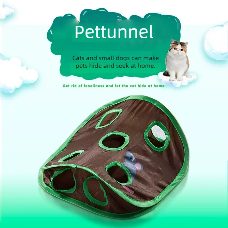 Interactive Cat Toy Nine Holes Mouse Hole Cat Tunnel With Sound Bell Ball Puzzle Toys For Indoor Cats Exercise Hunting Amusement