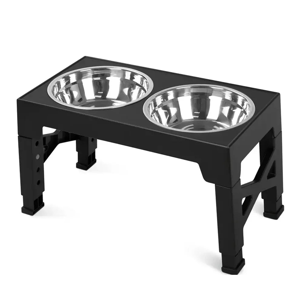 Elevated Dog Feeder Bowls Adjustable Raised Stand with Double Stainless Steel Food Water Bowls Small Medium Large Dogs
