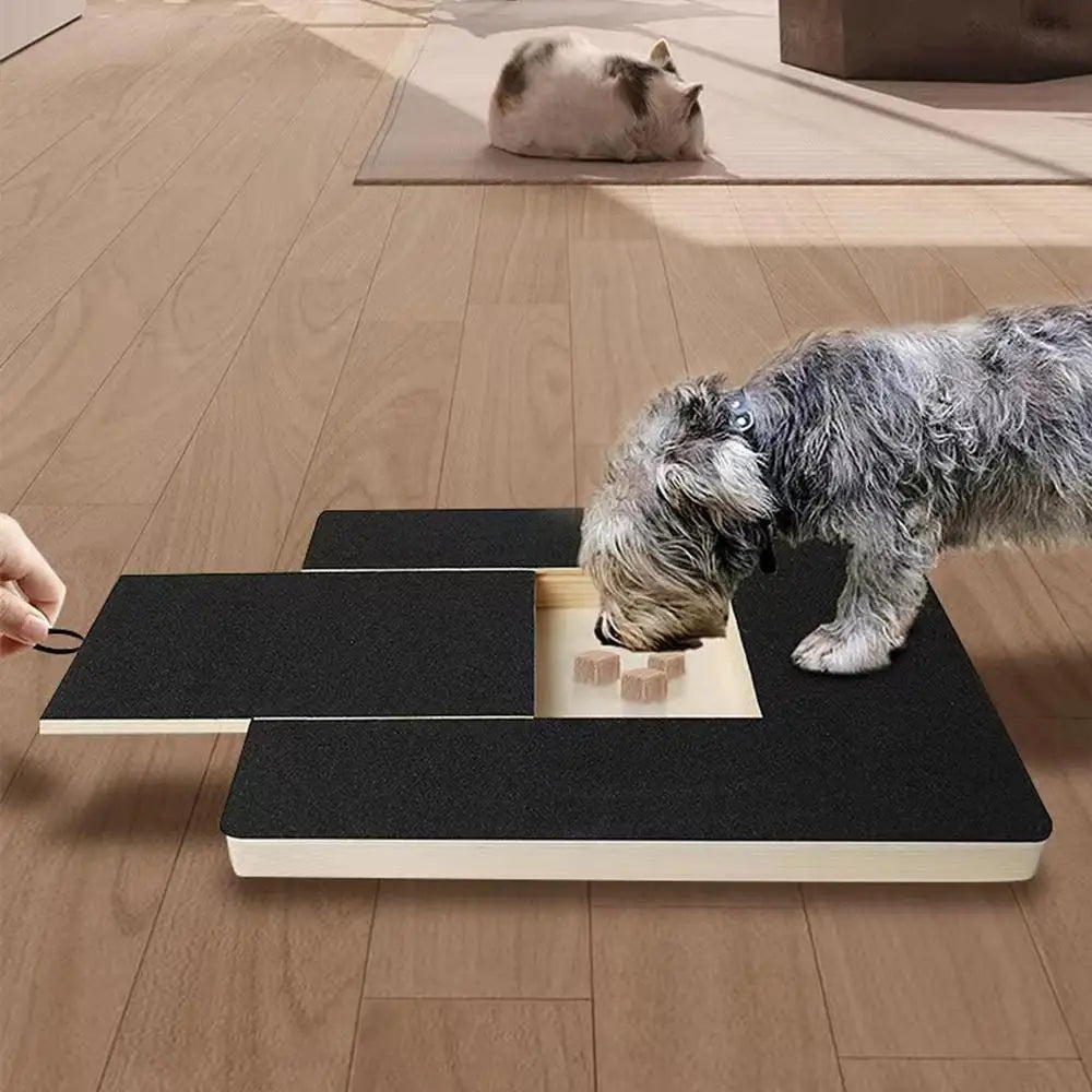 Dog Nail Scratch Board Nail Trim Pad Pull-Out Wooden Pet Scratching Board Toy Built-in Treat Box Dog Sandpaper Board Scratcher