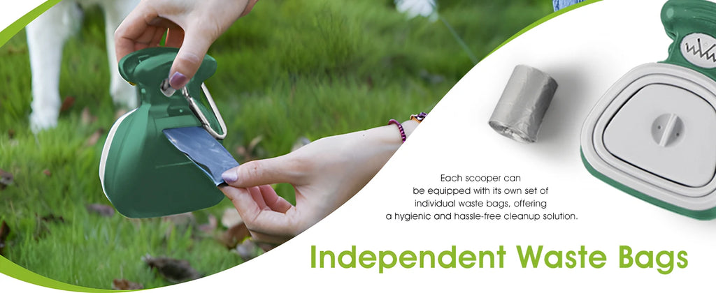 Superdesign Dog Poop Scooper - Suitable for Small and Large Dogs, for Yard and Walking, Adjustable Leather and Bag Attachment, Perfect for Travel and Camping