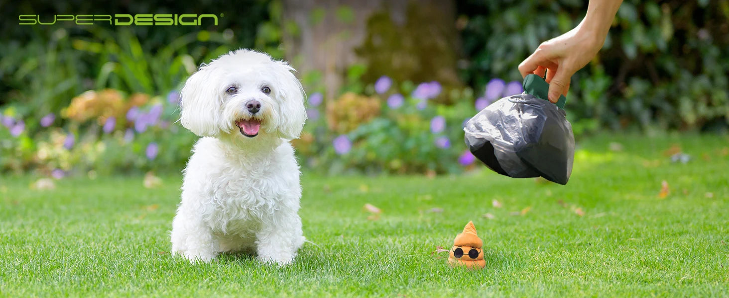 Superdesign Dog Poop Scooper - Suitable for Small and Large Dogs, for Yard and Walking, Adjustable Leather and Bag Attachment, Perfect for Travel and Camping