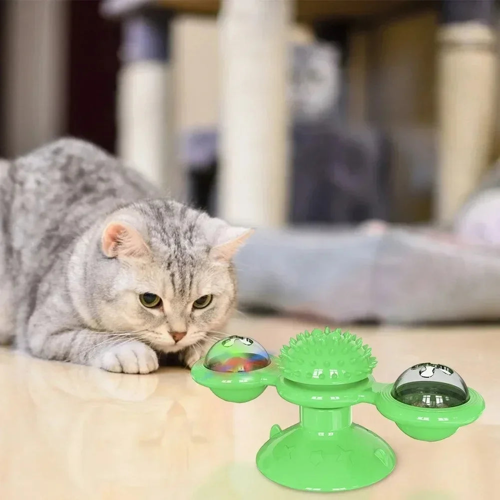Cat Toy Spinning Turntable Training Anxiety Relief Strong Suction Cup Base Automatic Food Allocation Cat Training Auxiliary Toy