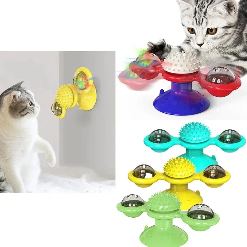 Cat Toy Spinning Turntable Training Anxiety Relief Strong Suction Cup Base Automatic Food Allocation Cat Training Auxiliary Toy