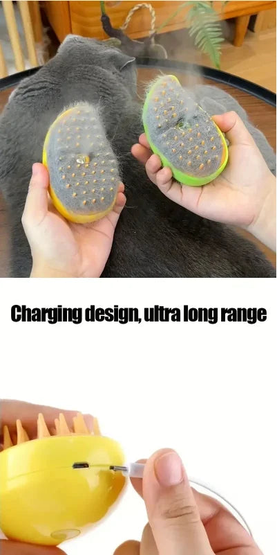 Steam hair removal brush electric spray cat hair brush three in one silicone brush used to massage pets remove floating hairs