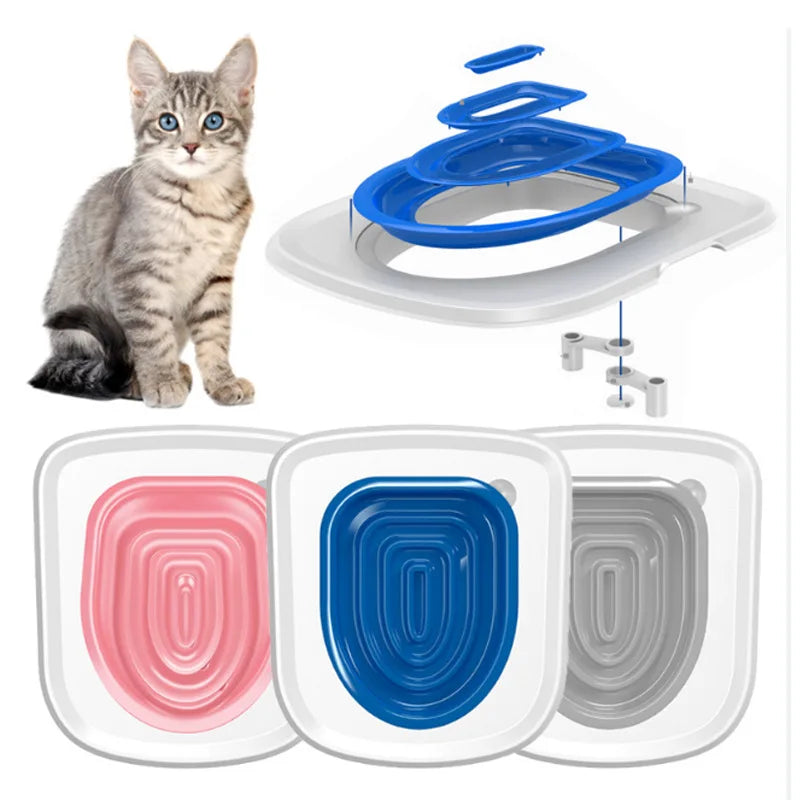 Upgrade Cat Toilet Trainer Reusable Training Toilet For Cat Plastic Training Set Cat Litter Box Mat Toilet Cats Training Product
