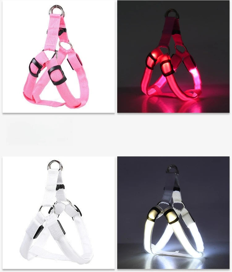Outdoor Luminous Pet Supplies LED Luminous Dog Chest Harness Large Dog Traction Dog Walking Supplies To Prevent Getting Lost New