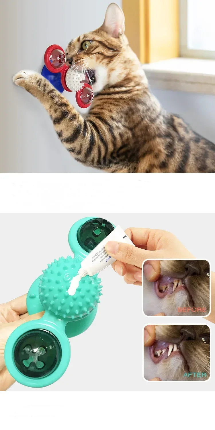 Cat Toy Spinning Turntable Training Anxiety Relief Strong Suction Cup Base Automatic Food Allocation Cat Training Auxiliary Toy