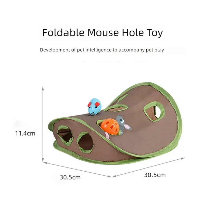 Interactive Cat Toy Nine Holes Mouse Hole Cat Tunnel With Sound Bell Ball Puzzle Toys For Indoor Cats Exercise Hunting Amusement