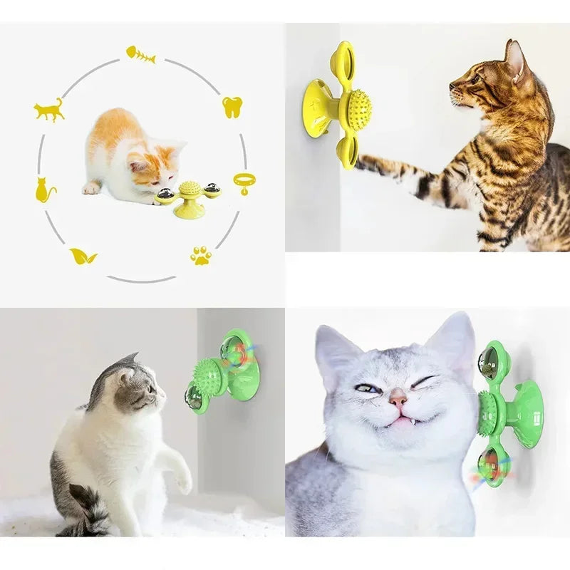 Cat Toy Spinning Turntable Training Anxiety Relief Strong Suction Cup Base Automatic Food Allocation Cat Training Auxiliary Toy