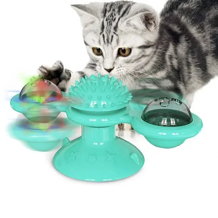 Cat Toy Spinning Turntable Training Anxiety Relief Strong Suction Cup Base Automatic Food Allocation Cat Training Auxiliary Toy