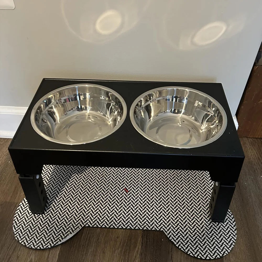 Elevated Dog Feeder Bowls Adjustable Raised Stand with Double Stainless Steel Food Water Bowls Small Medium Large Dogs