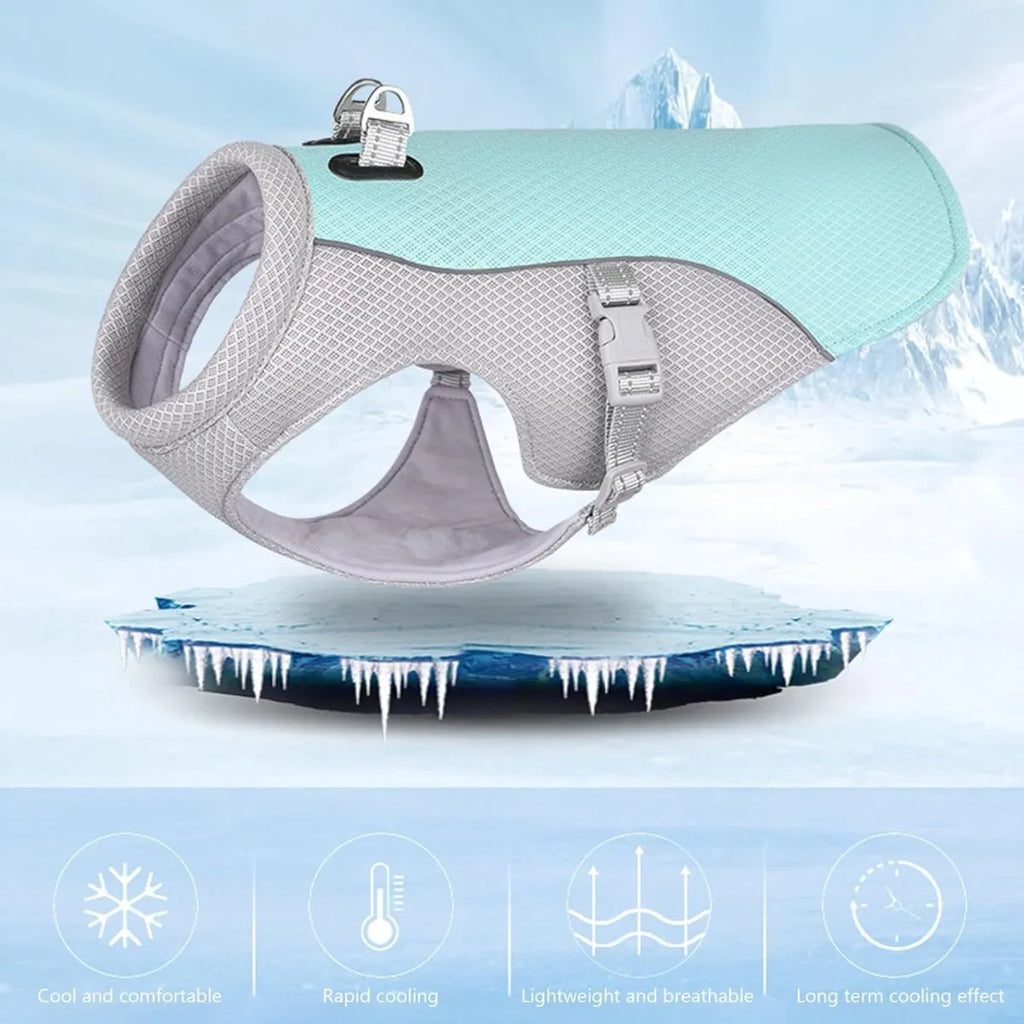 Dog Cooling Vest Breathable Mesh Anti-UV Adjustable Dog Cooling Jacket for Most Sizes Dogs Use Summer Outdoor Rapid Cooling Vest