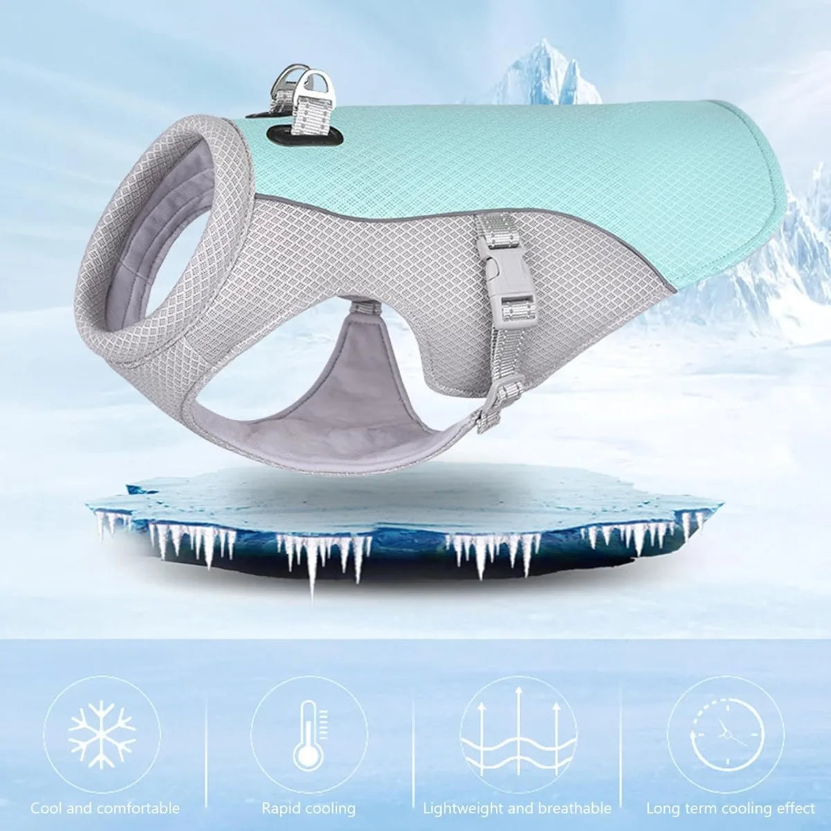Dog Cooling Vest Breathable Mesh Anti-UV Adjustable Dog Cooling Jacket for Most Sizes Dogs Use Summer Outdoor Rapid Cooling Vest