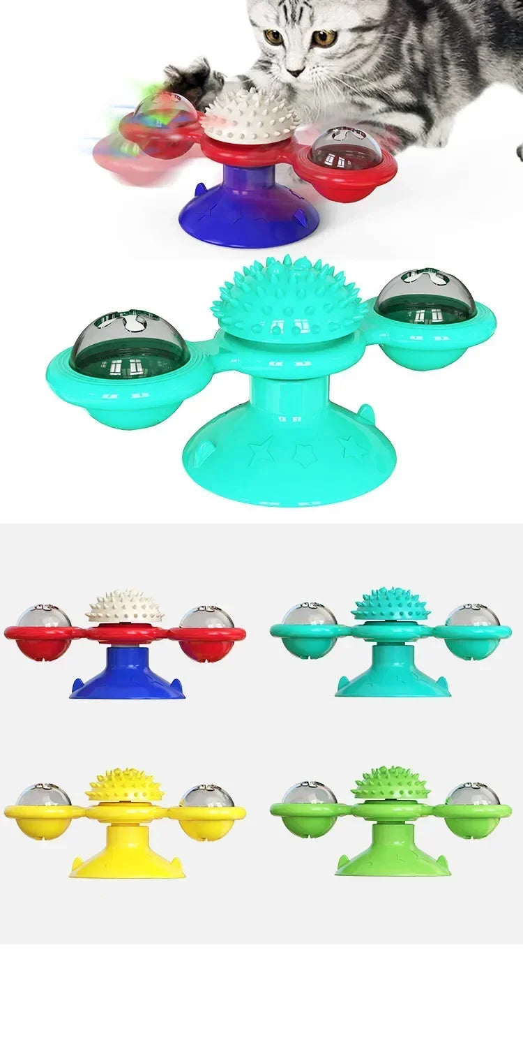 Cat Toy Spinning Turntable Training Anxiety Relief Strong Suction Cup Base Automatic Food Allocation Cat Training Auxiliary Toy