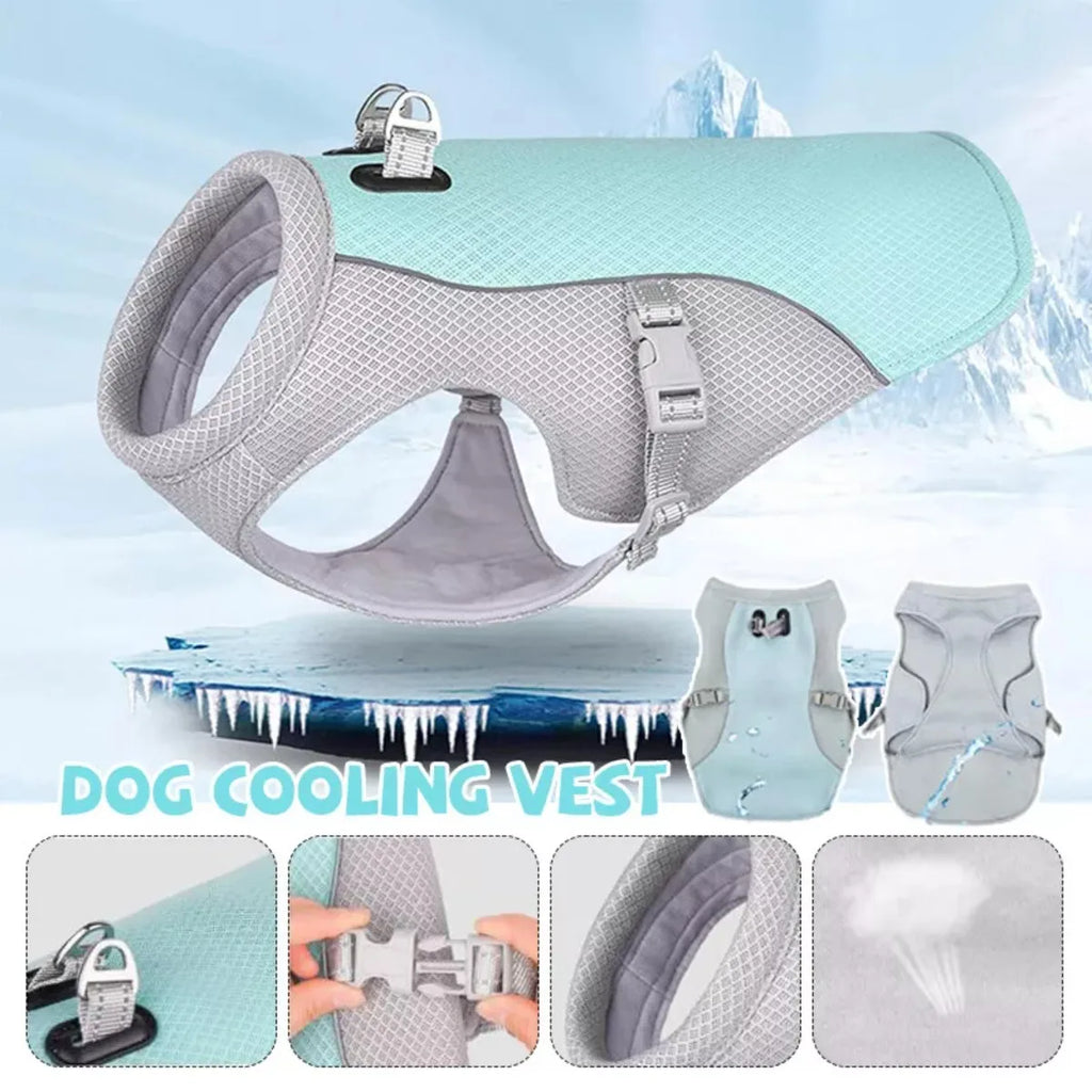 Dog Cooling Vest Breathable Mesh Anti-UV Adjustable Dog Cooling Jacket for Most Sizes Dogs Use Summer Outdoor Rapid Cooling Vest