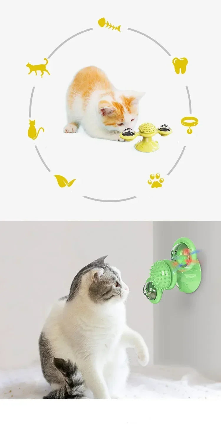 Cat Toy Spinning Turntable Training Anxiety Relief Strong Suction Cup Base Automatic Food Allocation Cat Training Auxiliary Toy