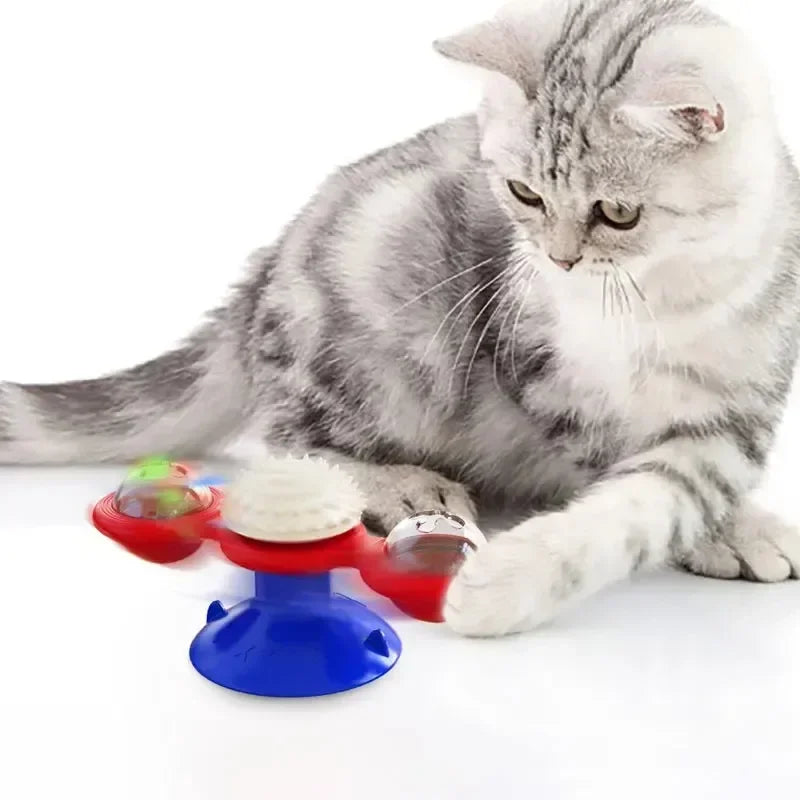 Cat Toy Spinning Turntable Training Anxiety Relief Strong Suction Cup Base Automatic Food Allocation Cat Training Auxiliary Toy