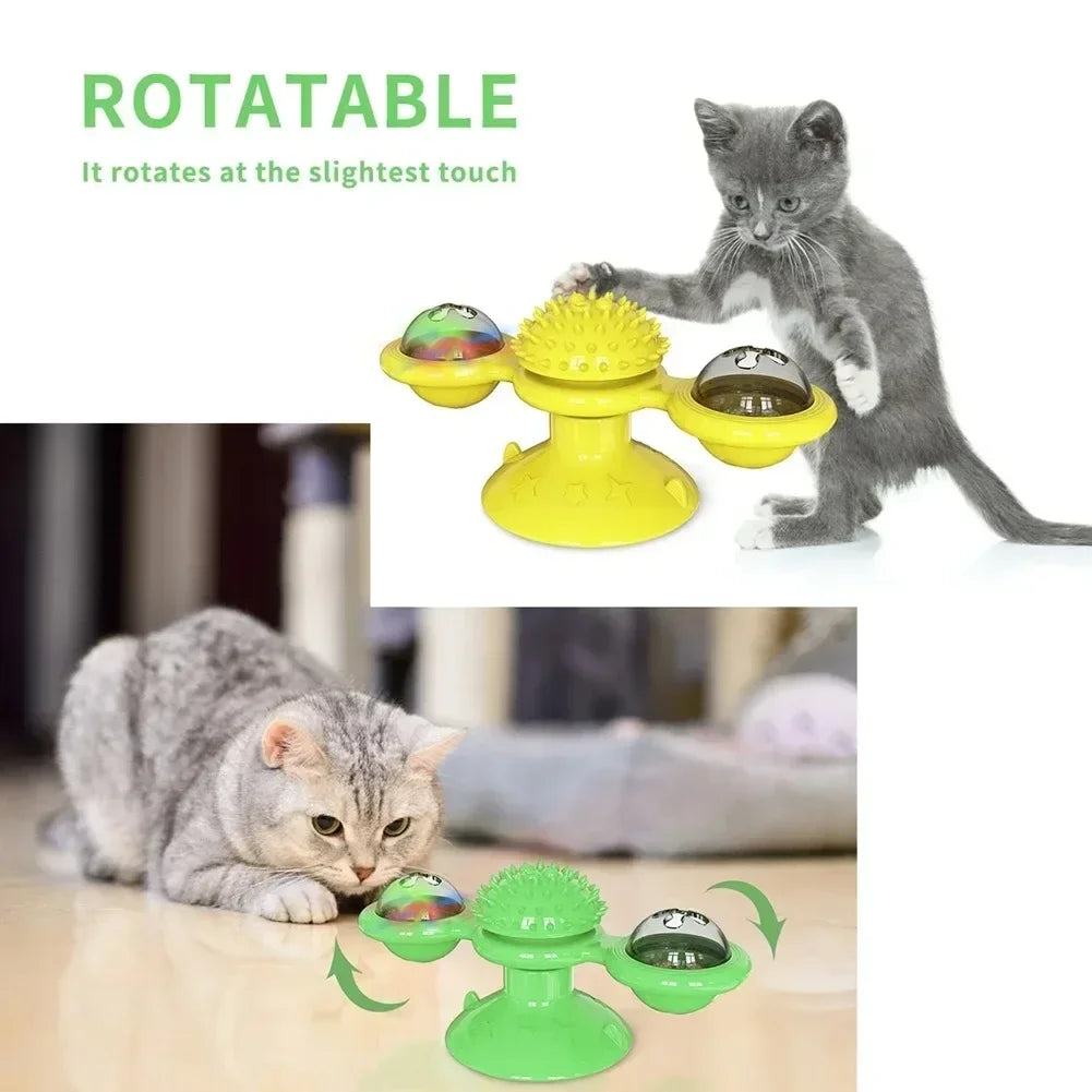 Cat Toy Spinning Turntable Training Anxiety Relief Strong Suction Cup Base Automatic Food Allocation Cat Training Auxiliary Toy