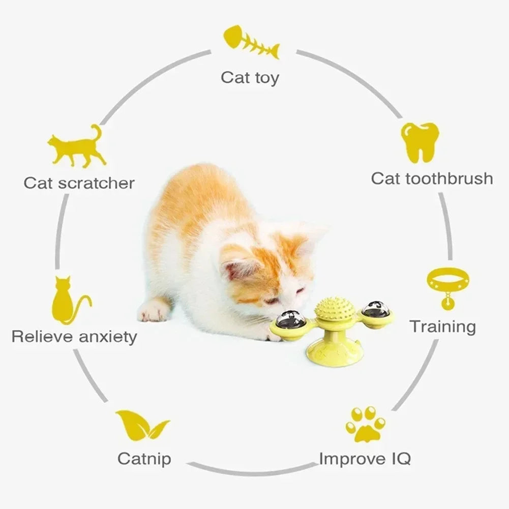Cat Toy Spinning Turntable Training Anxiety Relief Strong Suction Cup Base Automatic Food Allocation Cat Training Auxiliary Toy