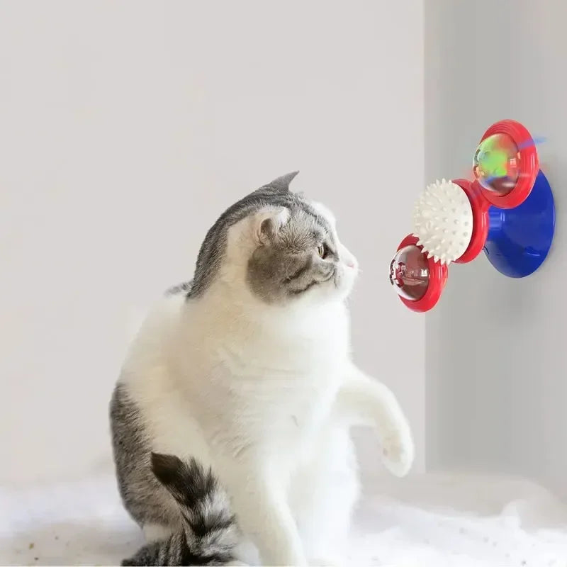 Cat Toy Spinning Turntable Training Anxiety Relief Strong Suction Cup Base Automatic Food Allocation Cat Training Auxiliary Toy