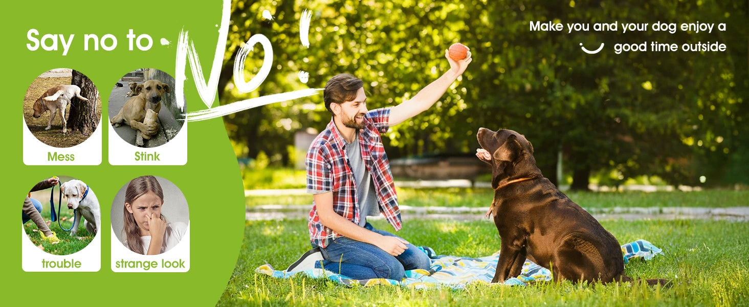 Superdesign Dog Poop Scooper - Suitable for Small and Large Dogs, for Yard and Walking, Adjustable Leather and Bag Attachment, Perfect for Travel and Camping