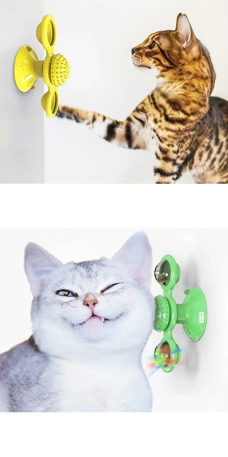 Cat Toy Spinning Turntable Training Anxiety Relief Strong Suction Cup Base Automatic Food Allocation Cat Training Auxiliary Toy
