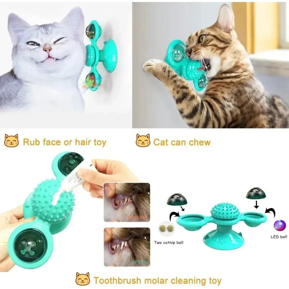 Cat Toy Spinning Turntable Training Anxiety Relief Strong Suction Cup Base Automatic Food Allocation Cat Training Auxiliary Toy