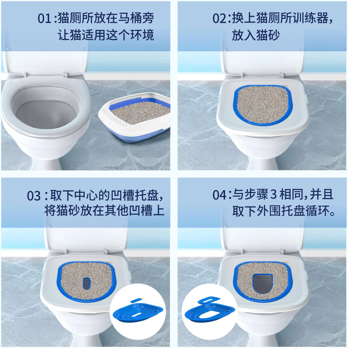 Upgrade Cat Toilet Trainer Reusable Training Toilet For Cat Plastic Training Set Cat Litter Box Mat Toilet Cats Training Product
