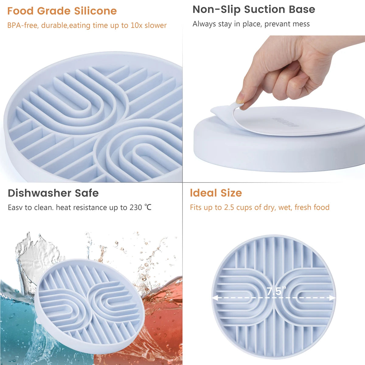 Slow Feeder Disperses Attention, Suitable for High-Energy Pets, Anxiety, Boring and Calming The Perfect Paving Mat Is Suitable for Snacks, Food, Peanut Butter and Yogger. Pet Feeding Pet Slow Food Plate, Dog and Cat